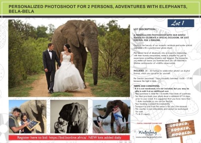 PERSONALIZED PHOTOSHOOT FOR 2 PERSONS, ADVENTURES WITH ELEPHANTS, BELA-BELA