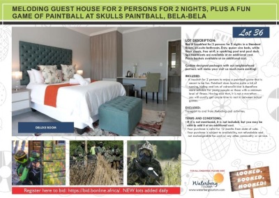 MELODING GUEST HOUSE FOR 2 PERSONS FOR 2 NIGHTS, PLUS A FUN GAME OF PAINTBALL AT SKULLS PAINTBALL, BELA-BELA