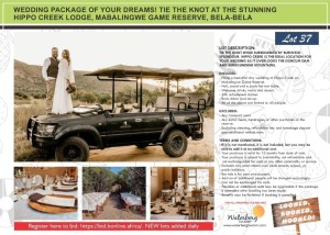 WEDDING PACKAGE OF YOUR DREAMS! TIE THE KNOT AT THE STUNNING HIPPO CREEK LODGE, MABALINGWE GAME RESERVE, BELA-BELA