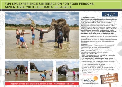 FUN SPA EXPERIENCE & INTERACTION FOR FOUR PERSONS, ADVENTURES WITH ELEPHANTS, BELA-BELA