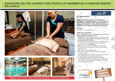 SIGNATURE DAY SPA JOURNEY FOR 2 PEOPLE AT WARMBATHS, A FOREVER RESORT, BELA-BELA