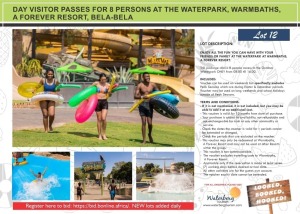 DAY VISITOR PASSES FOR 8 PERSONS AT THE WATERPARK, WARMBATHS, A FOREVER RESORT, BELA-BELA