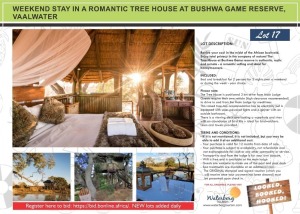 WEEKEND STAY IN A ROMATIC TREE HOUSE AT BUSHWA GAME RESERVE, VAALWATER