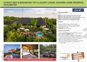 2 NIGHT BED & BREAKFAST AT A LUXURY LODGE, BUSHWA GAME RESERVE, VAALWATER