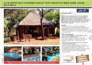 A 4-SLEEPER SELF-CATERING CHALET FOR 5 NIGHTS AT MBIZI GAME LODGE, BELA-BELA