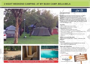 2 NIGHT WEEKEND CAMPING AT MY BUSH CAP, BELA-BELA