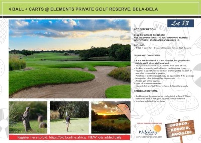 4 BALL + CARTS @ ELEMENTS PRIVATE GOLF RESERVE, BELA-BELA